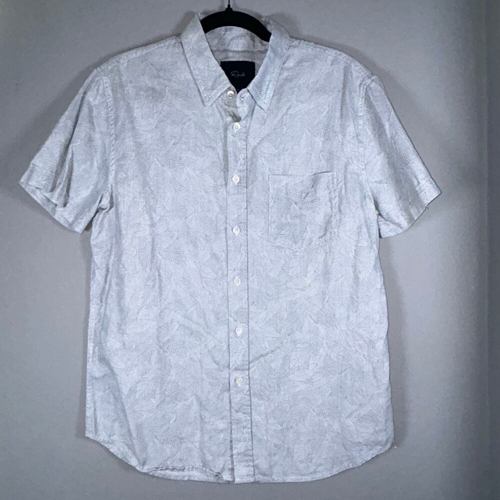 Rails SS Button Up in Gray & White All Over Pattern, Mens Sz M